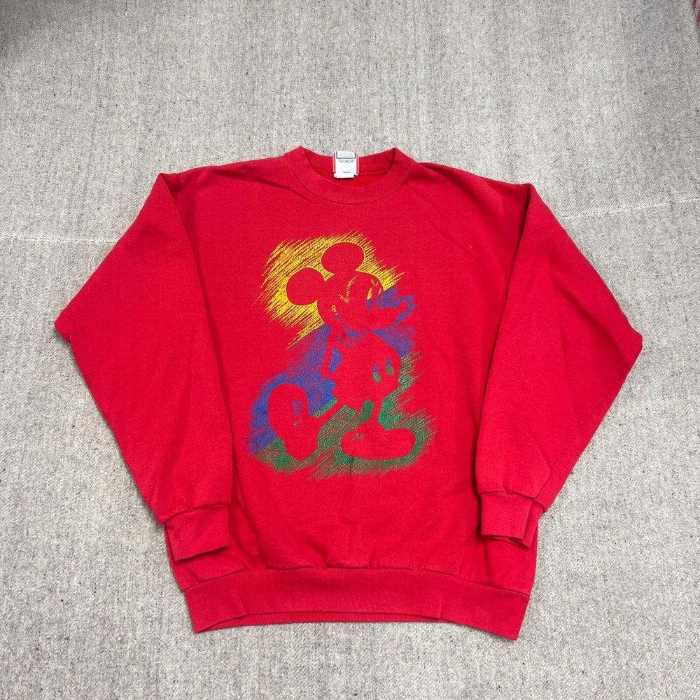 Vintage‎ Mickey Mouse Sweatshirt Mens Large Red 1990s Walt Disney World